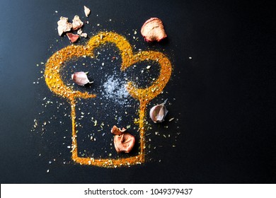 Spilled Spices In The Form Of A Chef's Cap, A Cooking Symbol, A Chef Master, A Love Of Cooking
