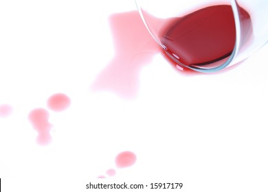 Spillt Red Wine On A White Counter Top