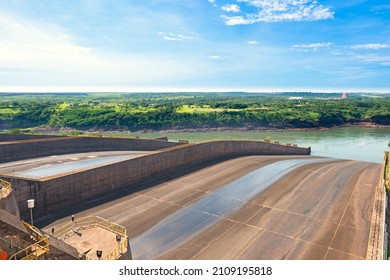 The Spillway Of Itaipu Hydroelectric Dam For Discharging Excess Water.