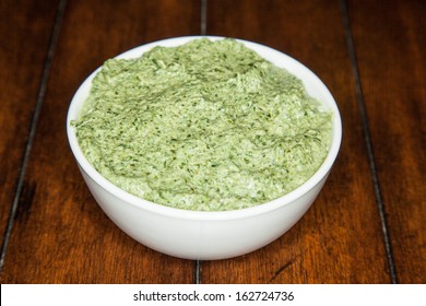 Spinach And Artichoke Dip May In White Bowl.