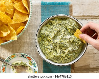 Spinach Artichoke Dip with Tortilla Chips