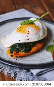 Spinach And Egg Sweet Potato Toast