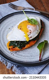 Spinach And Egg Sweet Potato Toast
