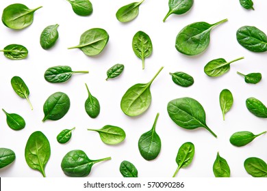 Spinach pattern background on white. Top view - Shutterstock ID 570090286