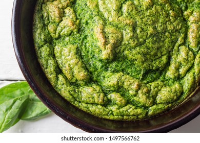 Spinach Souffle Baked - Overhead Photo