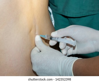 Spinal Anesthesia Injections In Preparation For A Caesarean Section