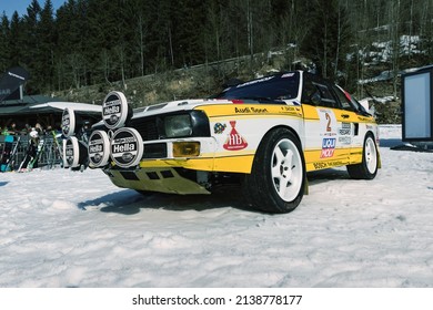 SPINDLERUV MLYN, CZ - 18th March. 2022: Audi Quattro A2 Sport Replica in Spindleruv Mlyn. The Audi Quattro is a four-wheel drive sports coupe made by the German carmaker Audi, manufactured since 1980.