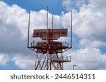 A spinning radar at a communication tower in Tirana International Airport - Albania. 