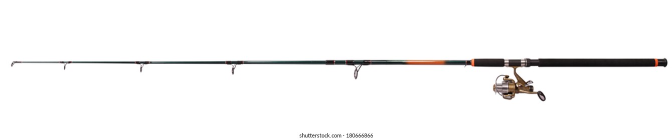Spinning rod for fishing isolated on white. Clipping path included. 