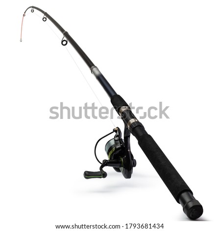 Spinning rod for fishing isolated on white background 