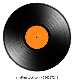 Spinning vinyl record isolated on white