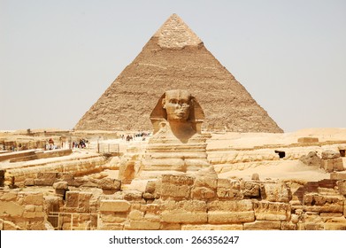 Spinx face on the Giza pyramid background, Cairo, Egypt