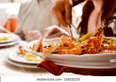 Spiny Lobsters, Also Known As Langouste Or Rock Lobsters Palinuridae