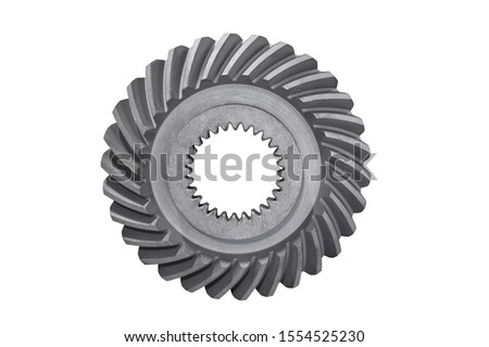 spiral bevel gear with shaft hole isolated on white background