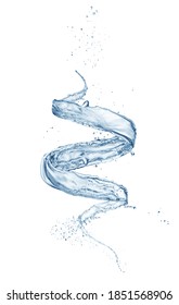 spiral blue water splash isolated on white background