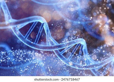 Spiral DNA double helix structure on blue background. - Powered by Shutterstock