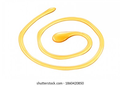 Spiral Drizzle Of Golden Natural Honey Isolated On White For Use As A Design Element For Food Styling Concepts Or Advertising