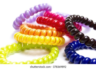 Spiral Elastic Rubber Bands For Hair Of Different Colors