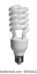 Spiral Energy Saving Light Bulb On White Background