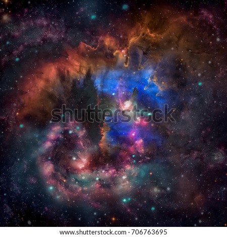 Spiral galaxy in deep space. Elements of this image furnished by NASA.