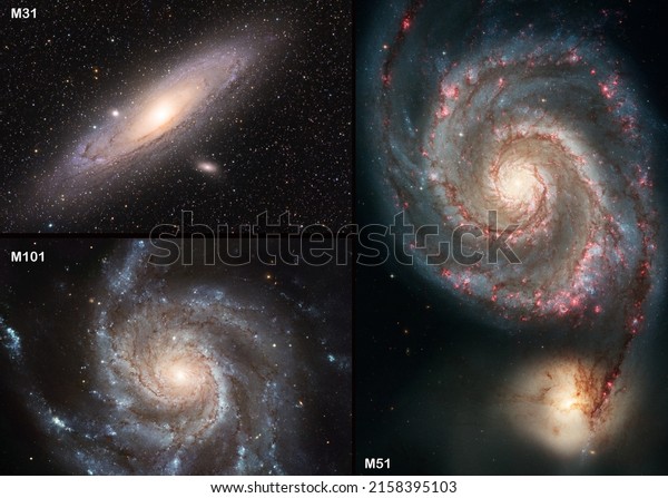 Spiral Galaxy Photo Collage.\
M31-M51-M101. Elements of this picture furnished by\
NASA