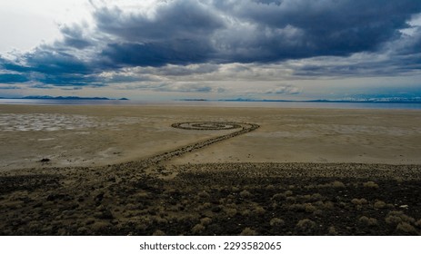 Spiral jetty art display salt lake city