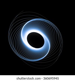 Spiral Light Painting In Black Background