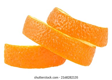 Spiral orange zest isolated on a white background. Fresh orange twist. - Shutterstock ID 2168282135
