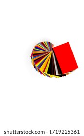 spiral Stack of different colours Cast Acrylic Sheet on white background
