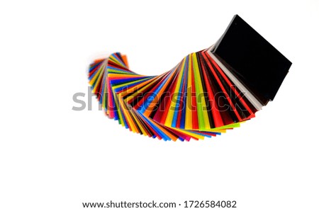 spiral Stack of different colours Cast Acrylic Sheet on white background
