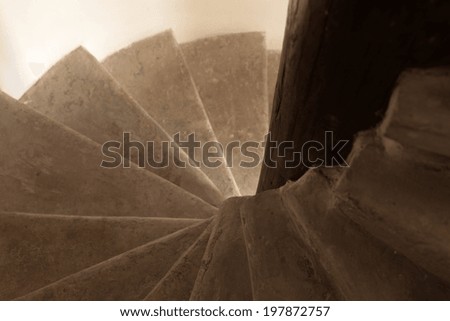 Similar – Image, Stock Photo Steep wooden staircase