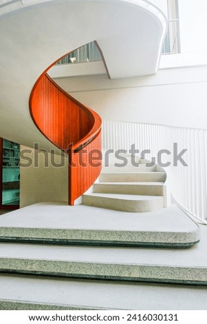 Spiral steel staircase circular staircase decoration interior,modern outdoor spiral stair way in office,architecture design and interior concept.