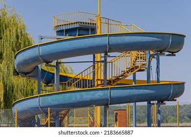 Spiral Water Slide Toboggan Fun Park At Summer