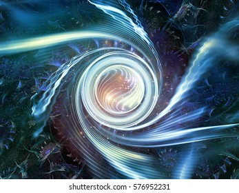 Spirals Are Forever series. Composition of vortex fractal on the subject of science, technology and design