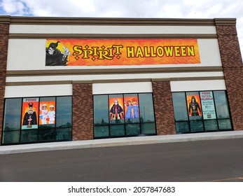 Spirit Halloween Seasonal Store in former Big Kmart - Close up of facade (Cheyenne, Wyoming, USA) - 08\30\2019