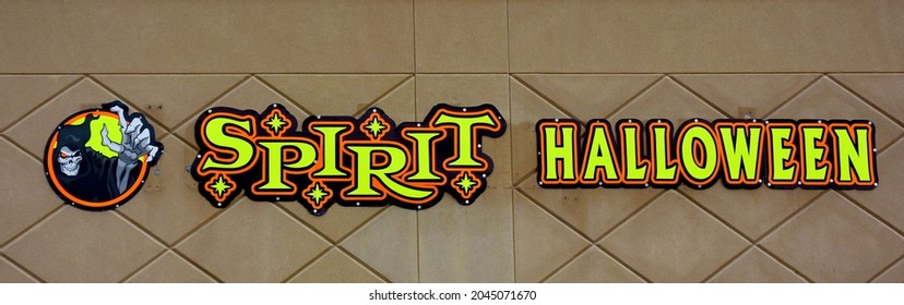 Spirit Halloween Store Sign, Manassas, Virginia, USA, September 21, 2021