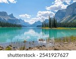 Spirit Island summer reflection, Jasper, Canada.