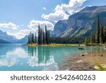 Spirit Island summer reflection, Jasper, Canada.