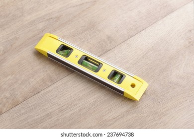 Spirit Level On A Table - Top View