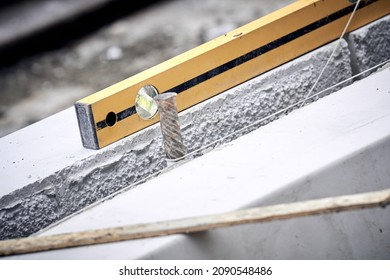 Spirit Level Tool On A Construction Site.