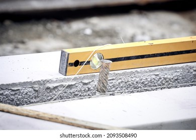 Spirit Level Tool On A Construction Site.