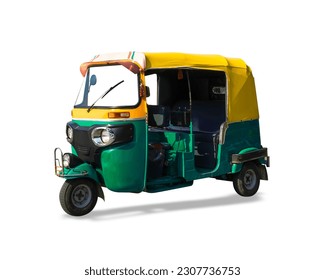 Spirited Hues: Indian Yellow and Green Auto - Powered by Shutterstock