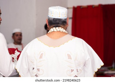 Spiritist Priest In Ritual Of Brazilian Religion Of African Descent Candomblé