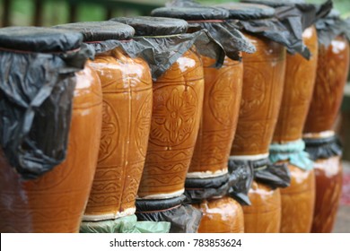 Spirits Made From Rice Waiting Till It's Ready To Drink In Cambodia