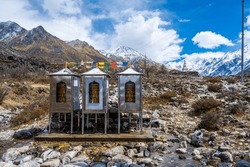 Spiritual Gateway: Tibetan Prayer Wheels On The Path To Mundu, Langtang Region, Nepal
