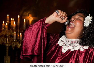 Spiritual Gospel Singer Singing A Hymn