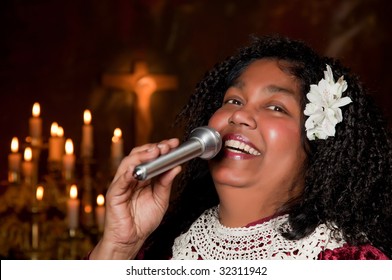Spiritual gospel singer singing a hymn