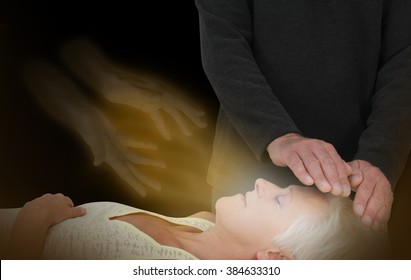 Spiritual Healing Session -  Male Healer Channeling Healing Energy To Female With The Help Of A Spirit Healing Guide