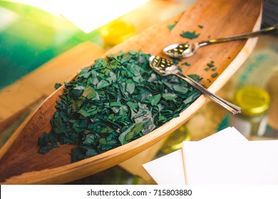 spirulina algae - spirulina is a superfood used as a food supplement source of vitamin protein and beta carotene - Shutterstock ID 715803880