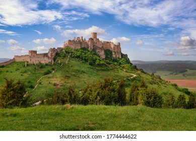 Spis Castle, Unesco World Heritage Site. Slovakia Landscape With Spissky Castle